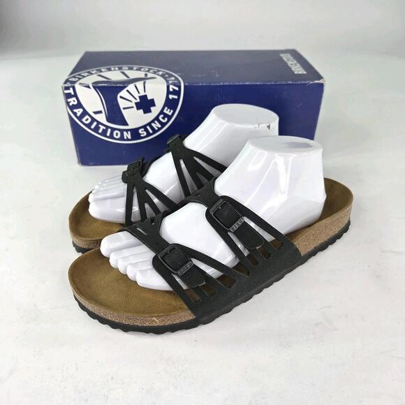 Birkenstock Granada Black Leather Slide US 9 Narrow Mens Birko-Flor Sandals - Picture 1 of 7